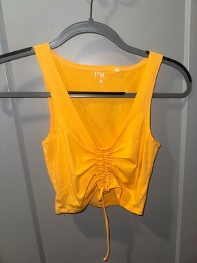 Women’s orange Ruched Drawstring crop Tank Top